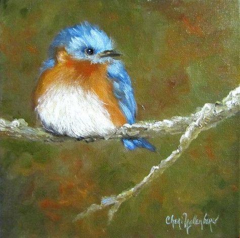 Baby Bluebird by Cheri Wollenberg. Prints available for $15.00, via Etsy.: Bird Painting Acrylic, Bird Crafts, Bird Painting, Bird Drawings, Watercolor Bird, Bluebird, Birds Painting, Painting Projects, Bird Art