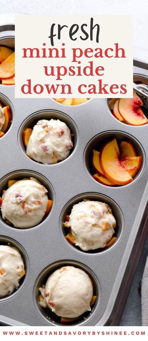 Fresh Mini peach upside down cakes. Upside Down Cakes, Peach Upside Down Cake, Summer Desserts Easy Healthy, Peach Dessert Recipes, Peach Desserts, Brownie Desserts, Easy Summer Desserts, Dessert Dips, Summer Dessert Recipes