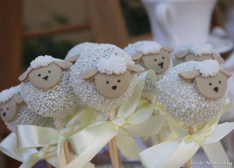 Sheep | CatchMyParty.com Baby Shower Girl Ideas, Cupcakes Baby Shower, Eid Moubarak, Baby Shower Cupcakes For Girls, Sheep Cake, Baby Lamb Baby Shower, Baby Shower Cake Pops, Baptism Decorations, Trendy Baby Shower Ideas