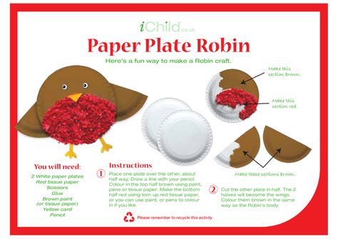 Robin Craft, Brownie Guides, Craft For Christmas, History Teaching Resources, Paper Plate Craft, Red Tissue Paper, Christmas Arts And Crafts, Easy Toddler, Rainbow Crafts