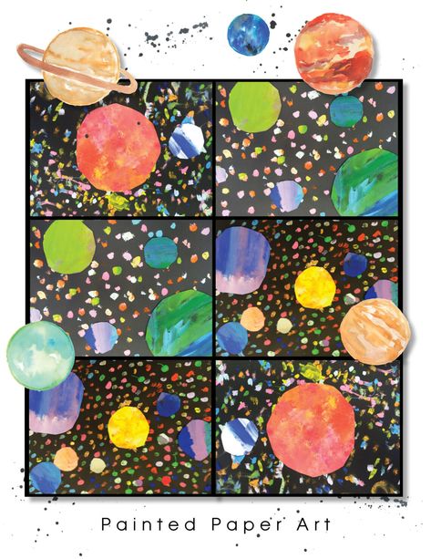 Blast Off to Outer Space – Painted Paper Art Outer Space Art For Kids, Outer Space Art Projects, Space Art Lesson, Space Art For Kids, Painted Paper Art, Space Art Projects, Falcon Art, Outer Space Art, First Grade Art