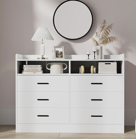 Open Dresser, Cozy Castle, Castle White, Simple Dresser, Chest Drawer, Dresser Shelves, Drawers For Bedroom, Wide Dresser, Storing Clothes