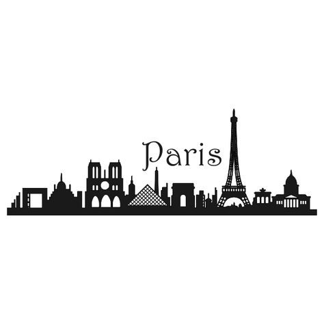 Paris France Skyline Cuttable Design Paris Skyline Tattoo, Paris Skyline Illustration, Paris Skyline Drawing, Paris Skyline Silhouette, Drawing Paris, Paris Svg, Paris Landscape, French Themed Parties, France Skyline