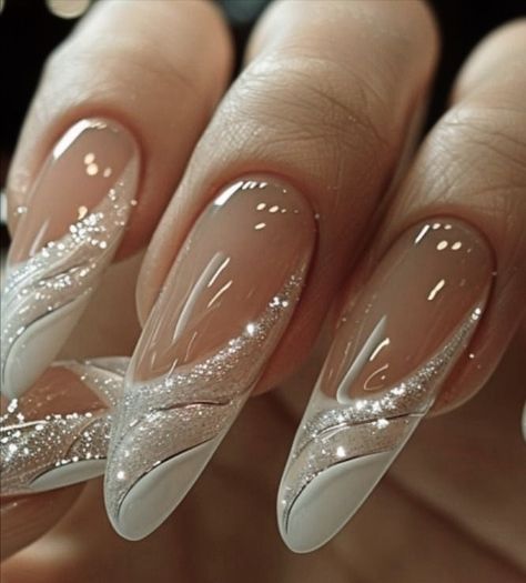 Sparkly Bridal Nails, Wedding Bride Nails Ideas, Nail Designs For Wedding The Bride, Bridal Nail Ideas Brides, Bride's Nails Wedding, Delicate Nail Designs, Bride Manicure, Wedding Nails For Bride Bridal, Nails Board