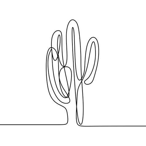 Cactus Black And White, Minimalist Design Art, Sketch Minimalist, Cactus Vector, Cactus Drawing, Single Line Drawing, Line Art Vector, Minimalist Drawing, Black And White Sketches