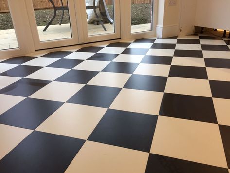 A checkered chess board tile style floor that we fitted in Leicester www.michael-john.co.uk Chess Board Floor, Chess Tiles Floor, Chess Floor, Chessboard Floor, Wood Floor Ideas, Vinyl Wood Flooring, Stone Tile Flooring, Checkerboard Floor, Beauty Room Decor