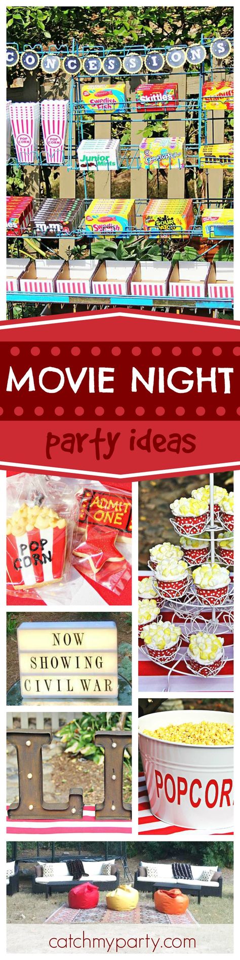 Grab your popcorn and enjoy this great outdoor movie party! The popcorn cupcakes are so cool! See more party ideas and share yours at CatchMyParty.com Outdoor Movie Party, Birthday Movie, Movie Night Birthday, Popcorn Cupcakes, Backyard Movie Party, Movie Birthday Party, Backyard Movie Nights, Backyard Movie, Movie Night Party