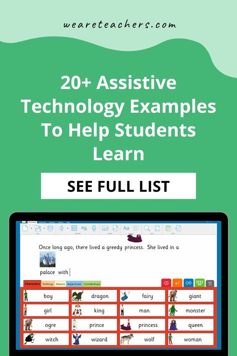 Assistive technology is any tech that helps students access learning. Here's everything you need to know plus assistive technology examples. Technology Lesson Plans, Writing Support, Nouns And Adjectives, First Year Teaching, Professional Development For Teachers, We Are Teachers, Teaching Career, Assistive Technology, Teaching Inspiration