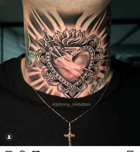 Christian Neck Tattoos, Heart Neck Tattoo, Shogun Tattoo, Wing Neck Tattoo, Front Neck Tattoo, Full Neck Tattoos, Best Neck Tattoos, Full Sleeve Tattoo Design, Neck Tattoo For Guys