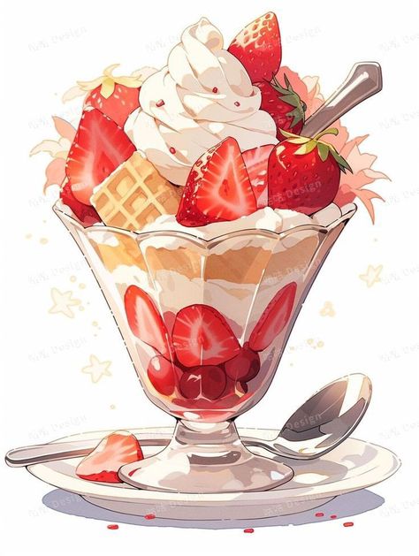 Cute Meals, Cool Digital Art, Japanese Food Illustration, Desserts Drawing, Dessert Illustration, Bento Lunchbox, 귀여운 음식 그림, Digital Art Inspiration, Foodie Art