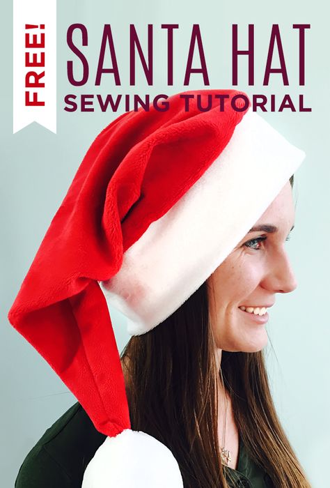 Stocking Hat Outfit, Diy Santa Hat Pattern, Free Santa Hat Pattern, Santa Hat Pattern Free, Santa Hat Sewing Pattern Free, How To Make A Santa Hat, Santa Hats Diy, Fabric Christmas Hat Pattern, Santa Hat Sewing Pattern