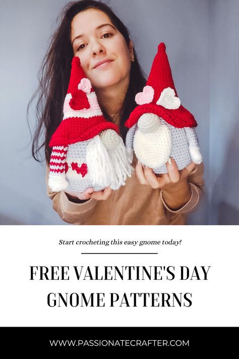 Crochet Gnomes Pattern Free, Valentine Crochet, Crochet Gnomes, Gnome Family, Crochet Valentine Patterns, Crochet Valentine, Crochet Gnome, Gnome Crochet, Crochet Phone Cases