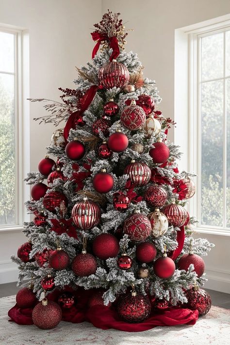 29 Red and Gold Christmas Tree Masterpieces (That Will Make Your Holiday Dreams Come True) - homeideashub.com Festive Meals, Green Christmas Tree Decorations, Red And Gold Christmas, Red And Gold Christmas Tree, Cozy Christmas Decor, Creative Christmas Trees, Christmas Tree Decorations Diy, Merry Christmas Happy Holidays, Unique Christmas Trees