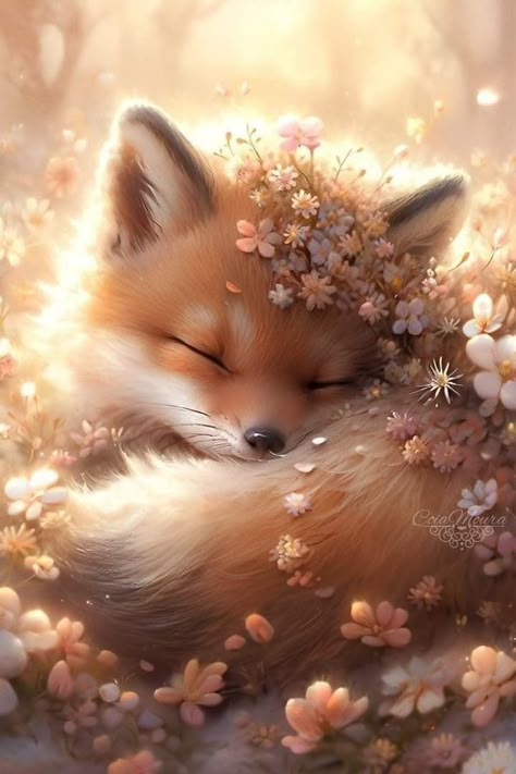 Spirit Animal Art, Cute Small Animals, Cute Animal Illustration, Cute Animal Clipart, Cute Fantasy Creatures, Cute Animals Images, Fox Art, Baby Fox, Cute Fox