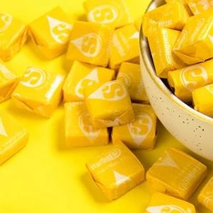 Lemon Candy Aesthetic, Yellow Candy Aesthetic, Yellow Candy Apples, Yellow Lollipop, Yellow Starburst, Yellow Gummy Bears, Starburst Candy, Candy Station, Bulk Candy