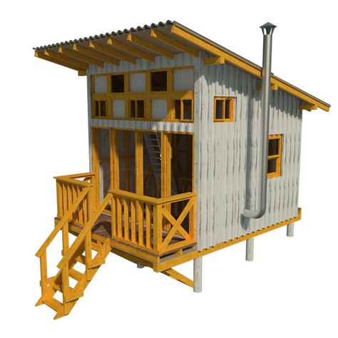 Elevated Cabin, Tiny Cabin Plans, Camper Diy, How To Build A Log Cabin, Small Cabin Plans, Cabin Loft, Tiny House Camper, A Frame Cabins, Building A Tiny House