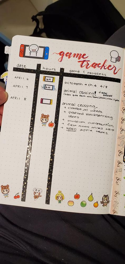 From Bujo Gaming Girls Video Game Journal Ideas, Game Journal Ideas, Gaming Journal Ideas, Bullet Journal Video Games, Video Game Journal, Adulting Journal, Gaming Journal, Game Journal, Game Tracker