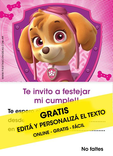 +[9] Tarjetas de cumpleaños de PAW PATROL para editar, personalizar e imprimir GRATIS! Paw Patrol Birthday Card, Paw Patrol Birthday Party Cake, Sky Paw Patrol, Editable Birthday Cards, Paw Patrol Birthday Invitations, Paw Patrol Characters, Paw Patrol Birthday Party, Paw Patrol Party, Paw Patrol Birthday