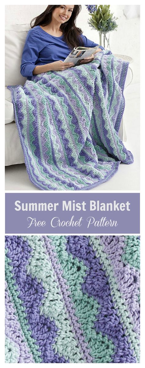 Summer Mist Blanket Free Crochet Pattern Summer Crochet Patterns Free, شال كروشيه, Crocheted Blanket, Crochet Afgans, Crochet For Beginners Blanket, Crochet Blanket Afghan, Pattern Knitting, Crochet Patterns Free Blanket, Afghan Patterns