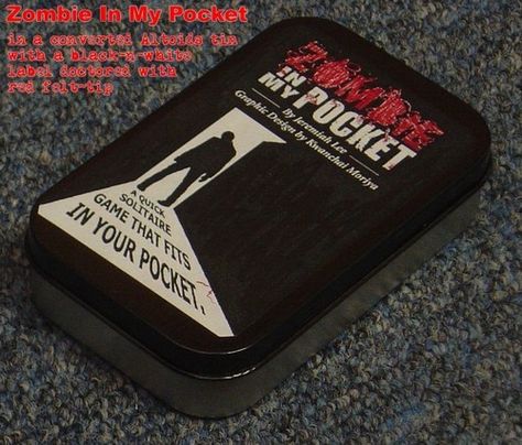 Zombie in My Pocket-  “Altoids Tin” Editions of Print-n-Play Games | BoardGameGeek Altoid Tin Games, Pnp Games, Tin Ideas, Board Games Diy, Altoids Tin, Matchbox Crafts, Game Diy, Altoid Tin, Solitaire Games