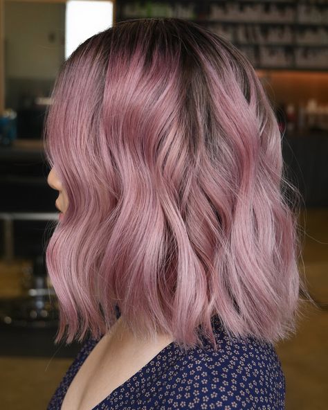 G e n t l e | B l u s h:There’s something about this Ash brown root and blush pink mix it’s just so perfect 😍 color I used was @schwarzkopfusa with @brazilianbondbuilder to maintain the integrity of the hair ❤️ :Styled with @babylissprousa and @kenraprofessional products!💜 Pink Hair Dark Roots, Pink Hair Dark, Hair Color Ash Brown, Hair Color Ash, Hair Dark Roots, Brown And Pink Hair, Brown Hair Cuts, Dark Pink Hair, Ash Pink