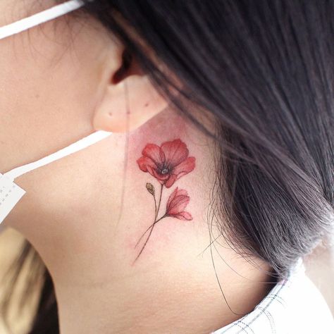 218 curtidas, 2 comentários - 타투이스트 채화 (@ch.tattoo.ahn) no Instagram: “poppy flower❤️ * •” Poppy Tattoo, Flower Tattoo Ideas, Poppies Tattoo, Next Tattoo, The Ear, Poppy Flower, Flower Tattoos, Ear Tattoo, Cute Tattoos