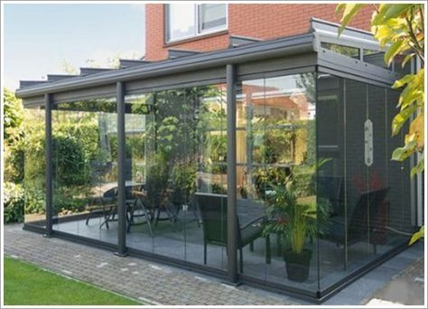 plexiglass roof - Google Search Enclosed Patio Ideas, Concrete Patios, Outdoor Patio Designs, Patio Enclosures, Backyard Gazebo, Enclosed Patio, Glass Walls, Pergola With Roof, Patio Roof