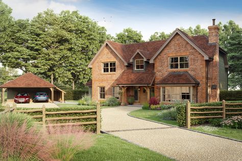 British Farmhouse Exterior, Countryside Home Exterior, Cosy House Exterior, Self Build Houses Uk, Country House Uk, English House Exterior, British Farmhouse, Sims Reference, Country Home Exterior