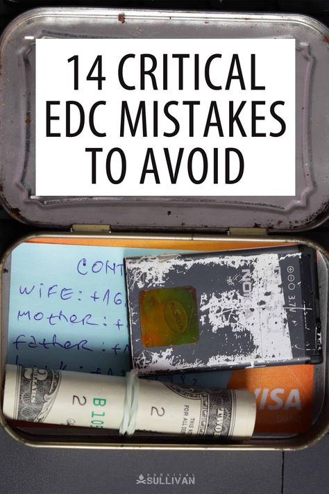 Everyday carry isn't just for practicality, it may save your life one day. Here are the top mistakes to avoid. #edc #everydaycarry #SHTF #emergency Urban Survival Kit, Live Off The Grid, Edc Carry, Edc Essentials, Everyday Carry Bag, Packing Essentials List, Overland Gear, Emergency Prepardness, Edc Bag