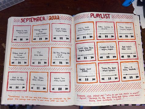 2022 Playlist, September Journal, Coming Song, Aesthetic Playlist, Steve Lacy, Bullet Journal Mood, Health Journal, Journal Aesthetic, Bullet Journal Spread