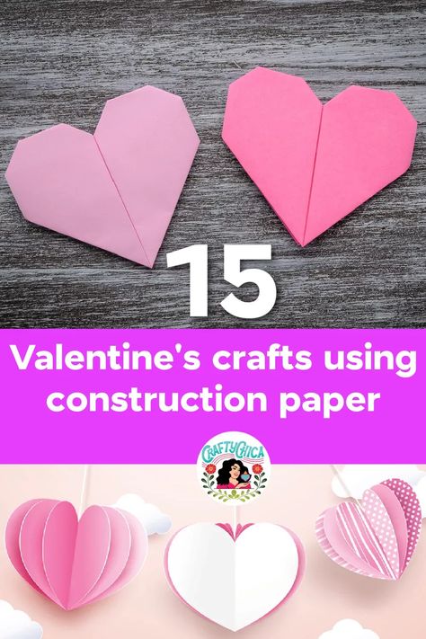 Valentine's crafts with construction paper - or other kinds of paper too! Fast, fun, and easy ideas! Construction Paper Valentines, Crafts For Kids Construction Paper, Crafts With Construction Paper, Diy Valentine's Crafts, Diy Valentines Day Card, Creative Valentine Cards, Valentines Crafts For Kids, Paper Valentines, Kids Construction