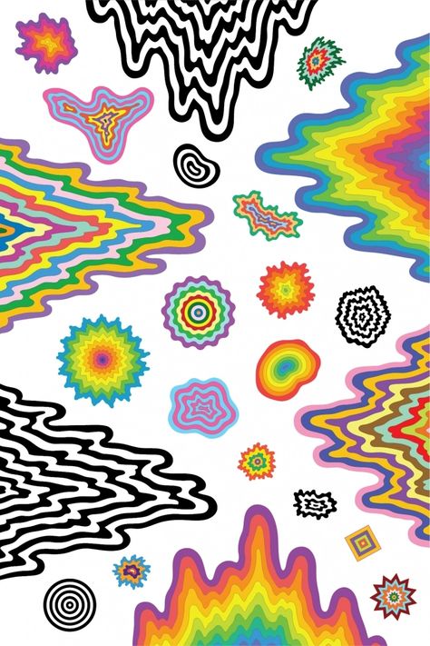 Jen Stark - Cosmic Drip · Flavor Paper Jen Stark, Alien Party, Abstract Wallpaper, Out Of This World, This World, Geometric Shapes, Art Inspo, Wall Decals, Art Journal