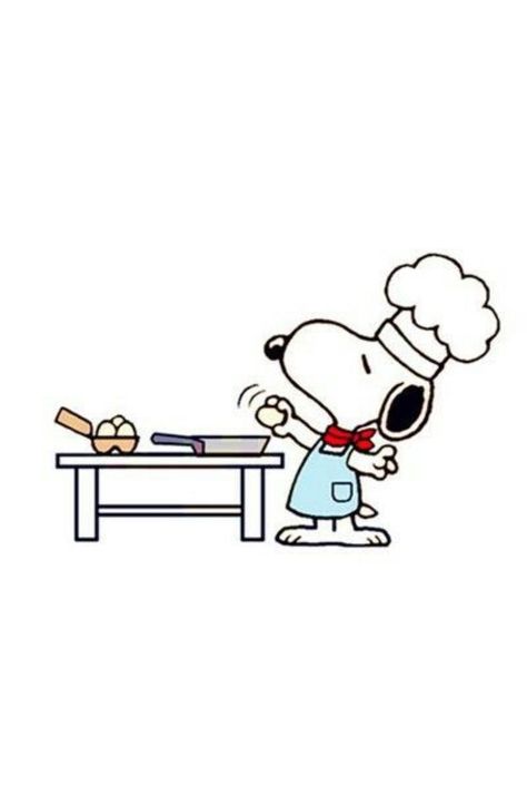 Cooking Cute Cartoon, Snoopy Cooking, Chef Snoopy, Chef Wallpaper, Cooking Wallpaper, Snoopy Cafe, Peanut Pictures, Woodstock Snoopy, Snoopy Funny