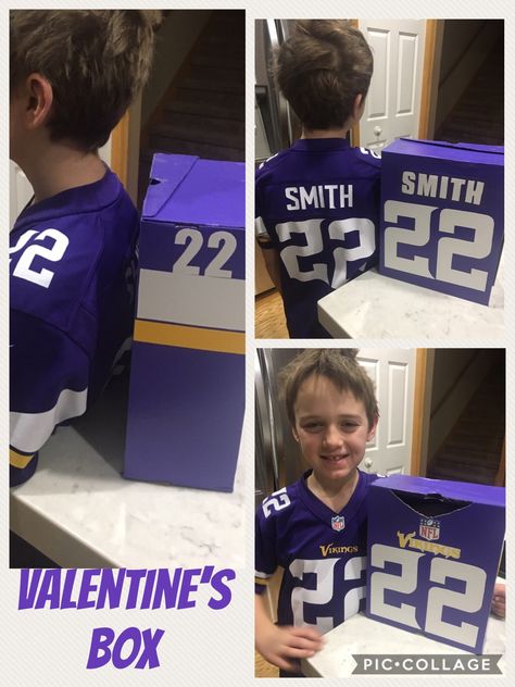 Minnesota Vikings Valentines Boxes, Vikings Valentines Boxes, Football Jersey Valentine Box Ideas, Football Valentines Boxes Boys, Justin Jefferson Valentines Boxes, Football Valentine Boxes For Boys, Nfl Valentines Boxes, Diy Football Valentines Boxes, Football Jersey Valentines Boxes