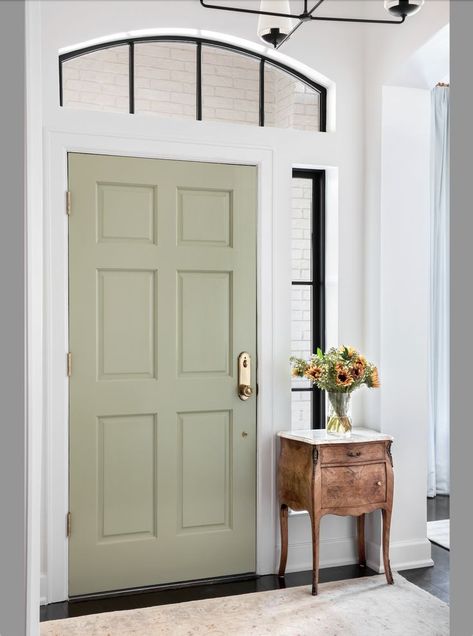 Green Inside Door, Green Front Door Inside, Green Front Door Interior, Green Door Interior, Green Doors Interior, Inside Door Colors, Indoor Door Colors, Favorite Green Paint Colors, Interior Door Color