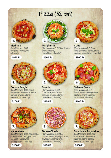 Nápolyi Pizza Pizza Menu Ideas, Pizza Menu Design, Pizza Variety, Italian Pizza Recipe, Pizza Style, Types Of Pizza, Pizza Menu, Bistro Food, Healthy Homemade Recipes