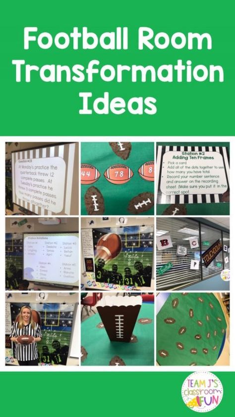 Transformation Classroom, Football Room, Football Rooms, Sports Theme Classroom, Sports Classroom, Classroom Transformation, Football Theme, 2nd Grade Classroom, Football Themes