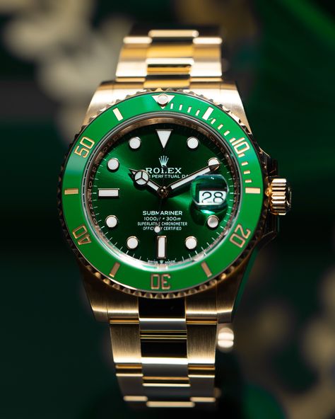 Last year, we created a photorealistic image of a Rolex Submariner with a green bezel and dial, and a gold case and bracelet. We hope to see this become a reality in the near future. Thoughts? 🤔 .⁠⁠⁠⁠ Customize your Rolex at www.everestbands.com .⁠⁠⁠⁠ .⁠⁠⁠⁠ .⁠⁠⁠⁠ #Rolexwatches #rolex #rolexpredictions #rolexsub #126618lv #rolextitanium #Hulk41 #sub41 #126610lv #sportswatch #toolwatch #EverestBands Rolex Milgauss, Rolex Tudor, The Hulk, Swiss Made Watches, Sports Models, Rolex Gmt, Rolex Daytona, Sports Watch, Rolex Submariner