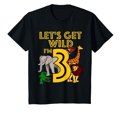 PRICES MAY VARY. Solid colors: 100% Cotton; Heather Grey: 90% Cotton, 10% Polyester; All Other Heathers: 50% Cotton, 50% Polyester Imported Pull On closure Machine Wash 3 Year Old Zoo Safari Birthday Party T Shirt featuring a the phrase Lets Get Wild I'm Three with a Lion Monkey Giraffe Elephant and Crocodile. Check out our brand for more kids and toddlers Zoo themed birthday party shirts! This cool 3rd Birthday Jungle Safari TShirt costume makes a unique Gift Idea for any Toddler or Kid who is Zoo Themed Birthday Party, Zoo Theme Birthday, Funny Wild Animals, 2nd Birthday Boys, Jungle Theme Birthday, Zoo Birthday, Toddler Boy Gifts, Safari Birthday Party, Safari Jungle