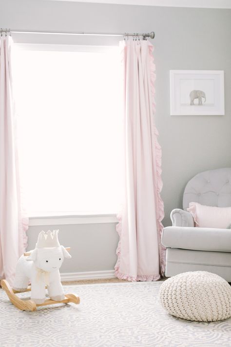 Pink And Grey Curtains, Nursery Curtains Girl, Pink Curtains Nursery, Nursery Drapes, Pink Nursery Bedding, Curtains For Nursery, Girls Room Curtains, Girl Curtains