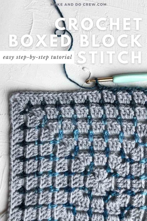 Crochet Block Stitch, Crochet Box Stitch, Block Stitch, Granny Square Crochet Patterns Free, Crochet Box, Crochet Blocks, Crochet Circles, Learn How To Crochet, Crochet Square Patterns