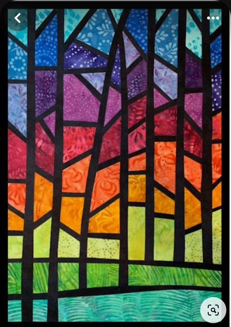 Stained Glass Collage Art, Stained Glass Fabric Patterns, Mini Quilt Patterns Wall Hangings, Stained Glass Patchwork, Stained Glass Window Quilt Pattern, Stained Glass Quilt Patterns Free Ideas, Stain Glass Quilts, Stained Glass Quilts Ideas, Stained Glass Painting Designs