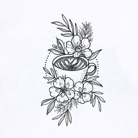 Coffee Cup Tattoo, Tea Tattoo, Teacup Tattoo, Cup Tattoo, Coffee Tattoos, Coffee Guide, Desenho Tattoo, My Coffee, Skin Art