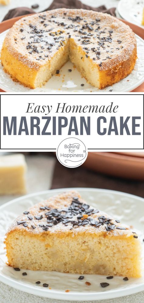 This easy two-ingredient marzipan cake becomes wonderfully moist, airy and delicious. You can also make the cake low carb and sugar-free. Marzipan Cookies Recipe, Two Ingredient Cakes, 2 Ingredient Cakes, Marzipan Recipe, Glutenfri Baking, Marzipan Cake, Cake Tasting, Baking Mix, Almond Cakes