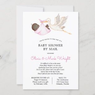 Baby Shower By Mail Invitation, Shower By Mail Invitation, Boy Puppy, Baby Shower By Mail, Stork Baby Showers, Baby Stork, Shower By Mail, Mark Wright, Rustic Baby Shower Invitations