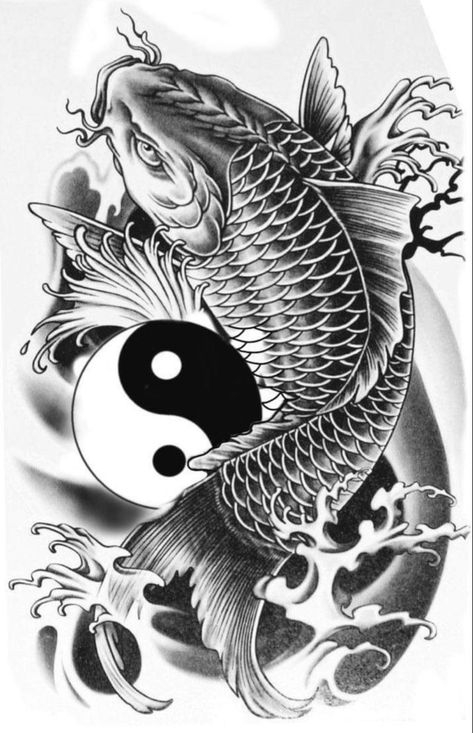 Koi Fish Drawing Tattoo, Pez Koi Tattoo, Tattoos Fish, Dragon Koi Tattoo Design, Tattoo Fishing, Tato Irezumi, Japanese Fish Tattoo, Coy Fish Tattoos, Koi Dragon Tattoo