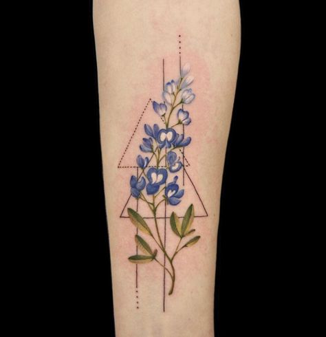 Bluebonnet Tattoo Men, Brazil Tattoo, Bluebonnet Tattoo, Texas Flowers, Tattoo Planning, Tattoo Ideas For Female, Larkspur Tattoo, Tattoo Machine Parts, Tattoo Artist Tattoo