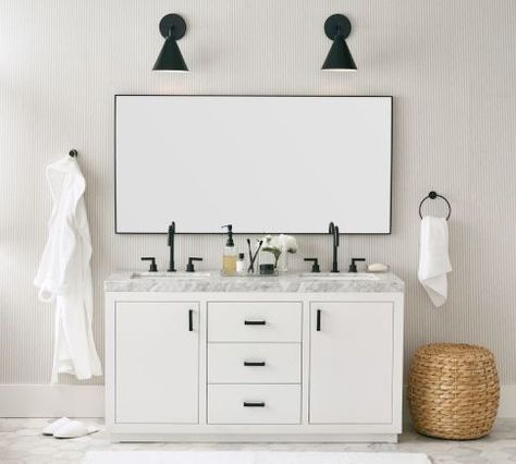 Bathroom: Ideas, Inspiration, Furniture &amp No Closet Solutions, Outdoor Cushion Covers, Desk Organization Office, Double Sink Vanity, Sink Vanity, Curtain Hardware, Medicine Cabinet Mirror, Ceramic Sink, Double Sink