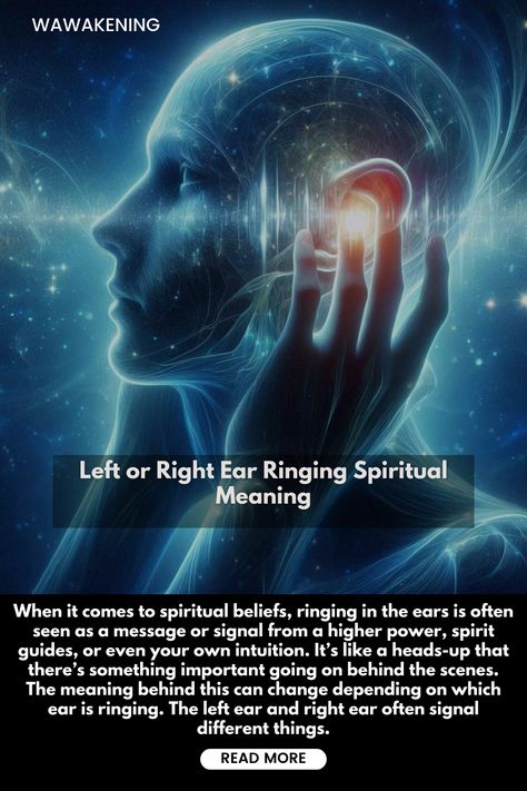 When it comes to spiritual beliefs, ringing in the ears is often seen as a message or signal from a higher power, spirit guides, or even your own intuition. It’s like a heads-up that there’s something important going on behind the scenes.

The meaning behind this can change depending on which ear is ringing. The left ear and right ear often signal different things. Ringing In The Ears Spiritual Meaning, Ringing Right Ear Spiritual, Ringing In The Right Ear Spiritual, Low Ringing In Left Ear Spiritual, Right Ear Itching Spiritual Meaning, High Pitch Ringing Left Ear Spiritual, Ringing In Ears Spiritual, Left Ear Ringing Spiritual Meaning, Ear Ringing Spiritual