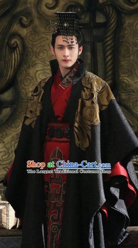 Ancient Chinese Ying Zheng Qin Shi Huang First Emperor Coronation Costumes The King's Woman, Ancient Kings, Chinese Emperor, Chinese Historical Drama, Ancient Chinese Clothing, Old Hairstyles, Most Handsome Actors, Asian Film, Chinese Man